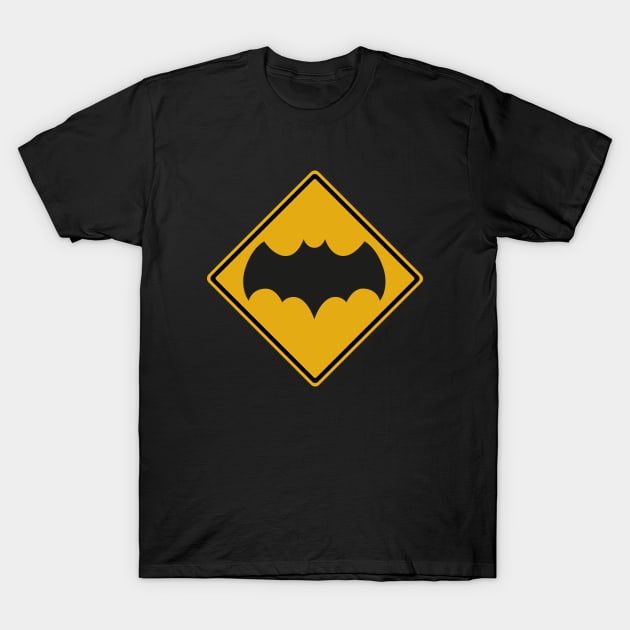 Chiroptera Silhouette Road Sign T-Shirt by Dalekboy